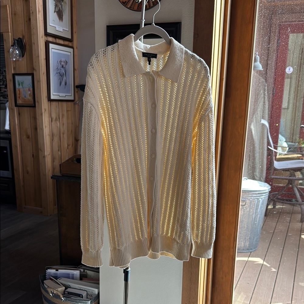 rag & bone Women’s Cream Ribbed Cardigan (Size S/P)